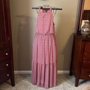Elegant Pink Patterned Women's Dress